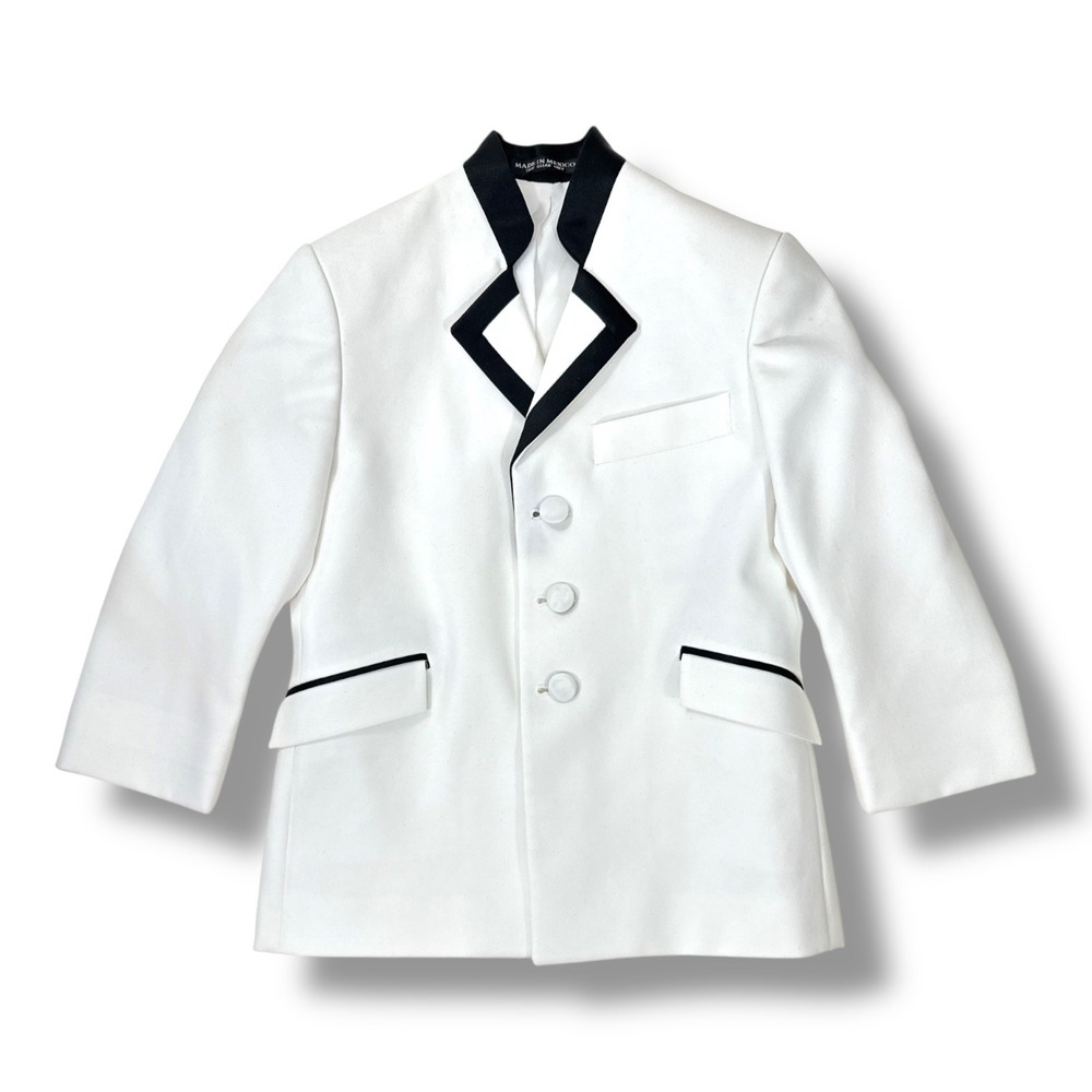 After Six Boys White Tuxedo Jacket Black Trim Formal Wedding Blazer EUC